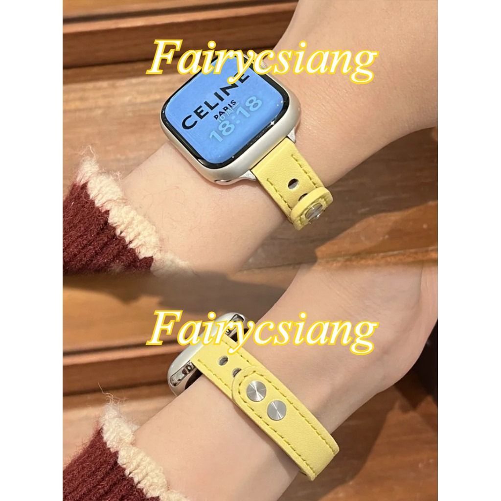 s9华强北S10手表带适用Apple苹果iwatchSE89Ultra细款皮质S10腕带 - 图1