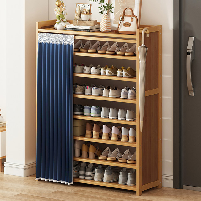 Simple multi-layer cloth curtain shoe rack door door household storage economy large capacity storage dormitory dustproof shoe cabinet