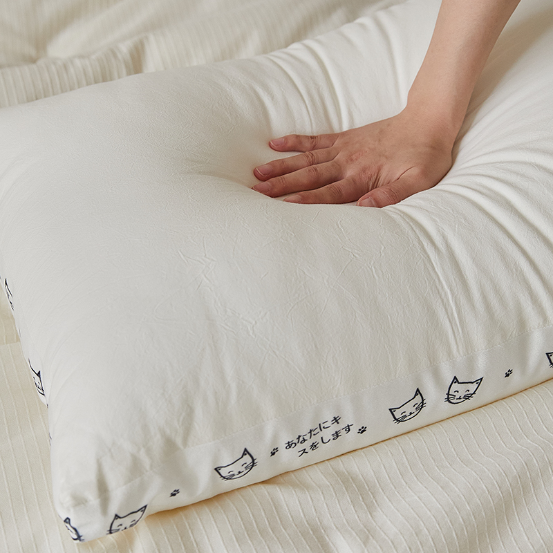 木悠a类全棉家用高弹枕芯单个装不塌陷护颈椎助睡眠枕头48cmx74cm - 图0