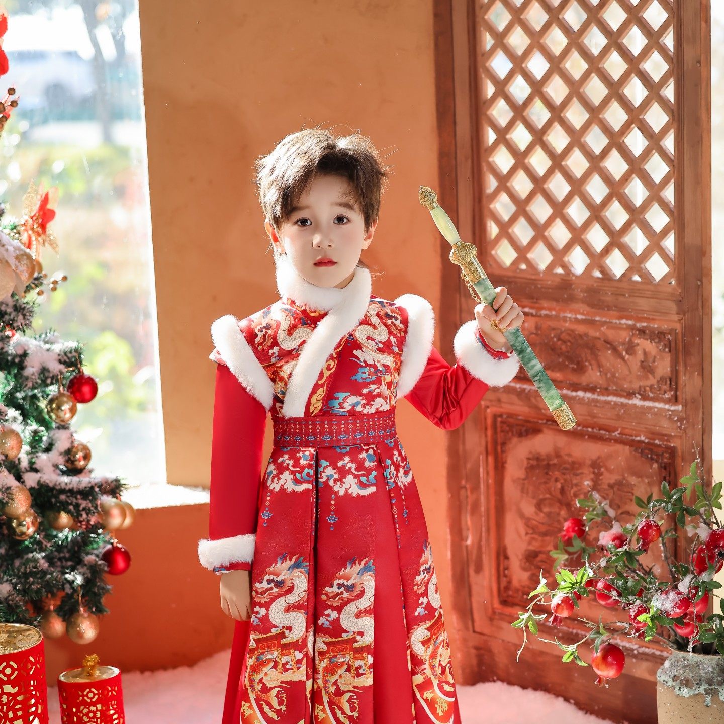 男童拜年服汉服冬款加绒加厚儿童古装国风侠客小少爷过年新年明制,淘宝优惠券,粉丝福利购,淘宝优惠卷