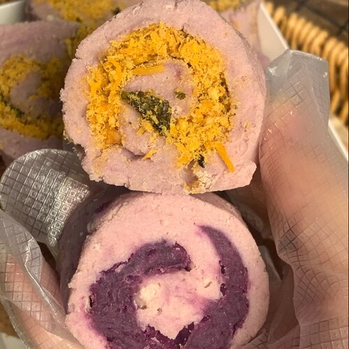 荔浦芋泥嚼嚼卷 0面粉嘴馋嚼 芋泥紫薯肉松健康健身早餐代餐糕点 - 图2