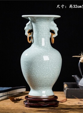 景德镇陶瓷器花瓶钧瓷三羊尊家居装饰品客厅博古架工艺品桌面摆件