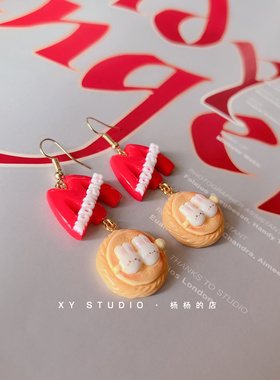 XY STUDIO原创手作耳饰日系甜美小众设计薯条M吸睛耳钉耳环耳夹