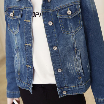 jacket denim ຄົນອັບເດດ: ຂະຫນາດໃຫຍ່ສໍາລັບແມ່ຍິງສະບັບພາສາເກົາຫຼີ 2021 ພາກຮຽນ spring ແລະດູໃບໄມ້ລົ່ນໄຂມັນ mm ວ່າງ versatile ສັ້ນເທິງ 200 ປອນ