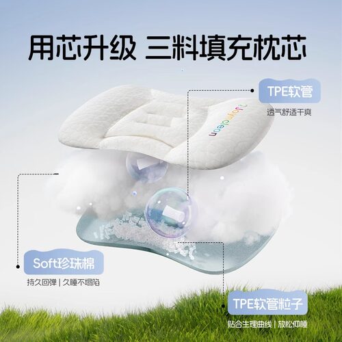 婧麒婴儿太空分区枕6个月以上宝宝枕头1-3岁儿童枕头四季幼儿园枕 - 图1