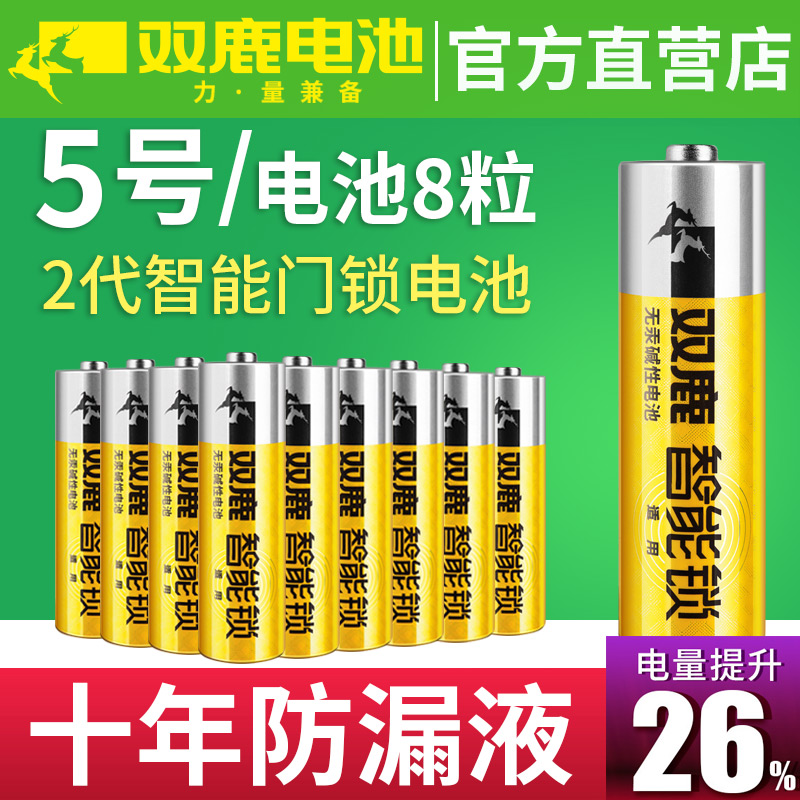 双鹿密码锁指纹锁2代升级款5号智能门锁电子锁专用电池LR6碱性家用防盗门智能锁1.5V电池儿童玩具10年不漏液 - 图0