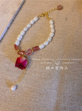 女天然真花复古创新淡水珍珠手链