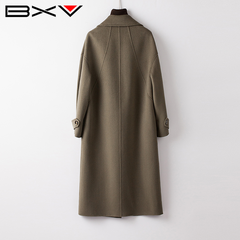 BXV双面羊绒大衣女中长款2024春新廓形双面呢100%澳洲季羊毛外套