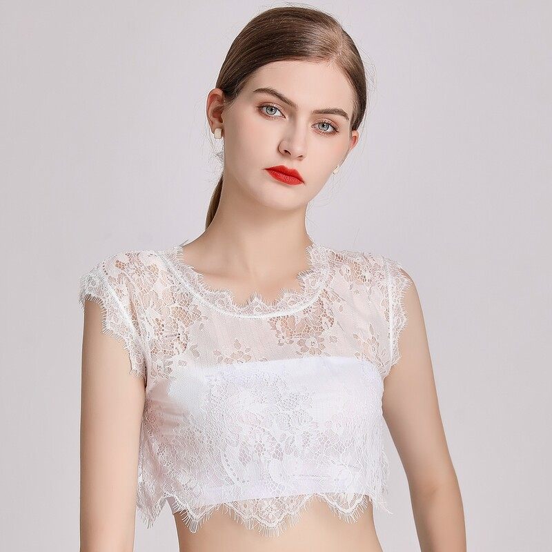 罩衫半身t恤夏薄款半截透视打底衫 佐朵蕾丝衫/雪纺衫