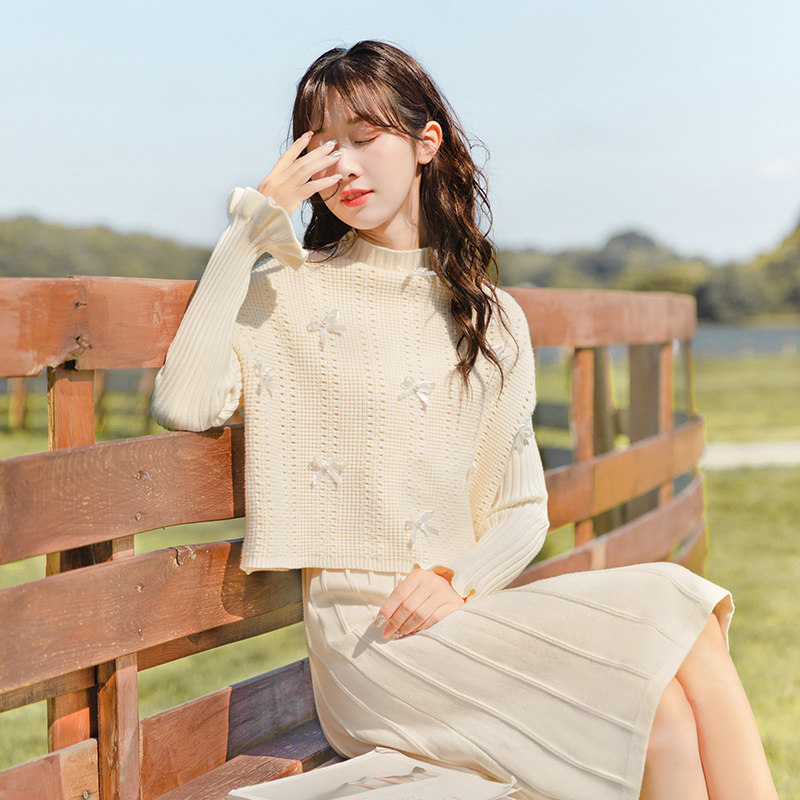 气质针织连衣裙秋冬季打底毛衣裙子 芙莲尔连衣裙