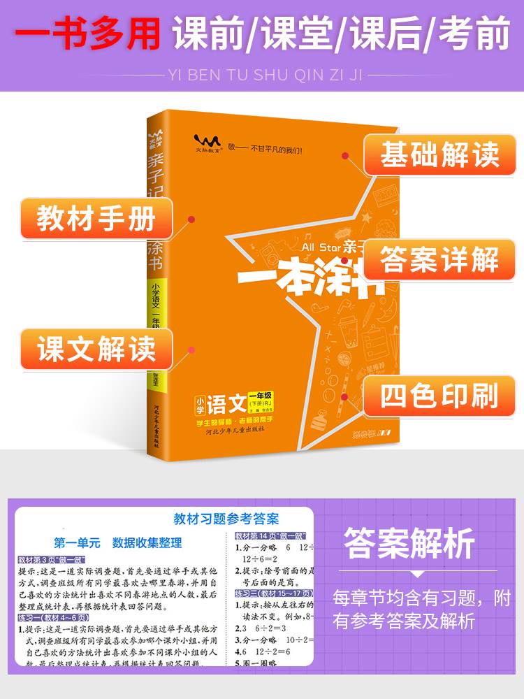 2023新版一本涂书亲子记一年级二年级三四五六年级上册语文数学英语人教版全套小学课堂笔记苏教版同步课本教材解读全解练习册下册 - 图1