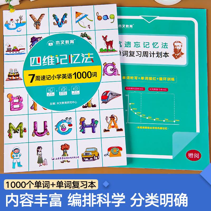 小学英语单词记背学习神器汇总表四维记忆法一二三年级四五六年级语法复习计划表背诵打卡艾宾浩斯遗忘曲线本7周速记快速记忆法-图0