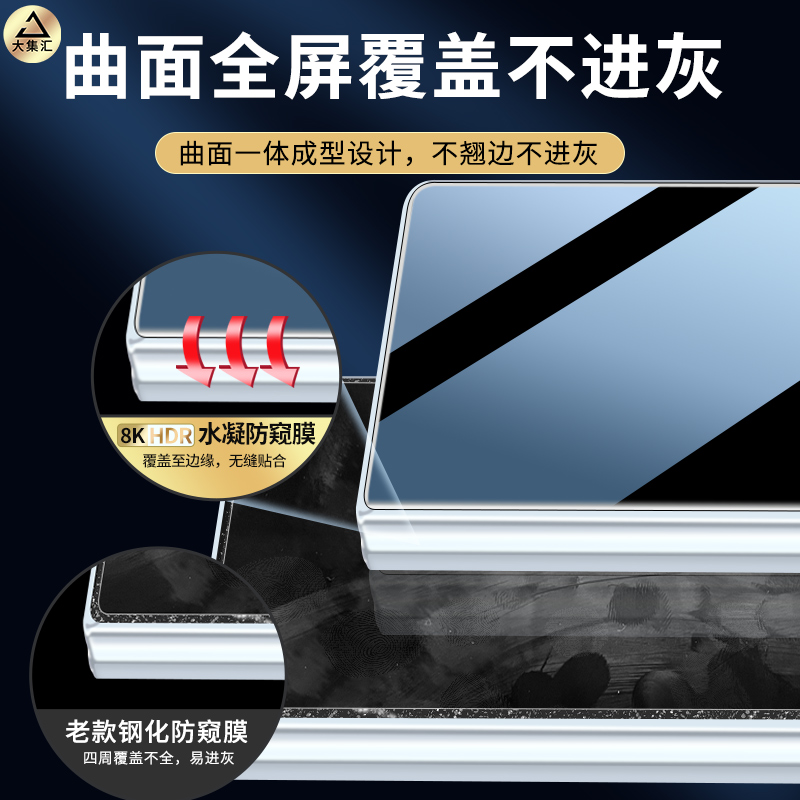 适用vivoxfold3手机膜xfold2防窥膜vivo钢化水凝膜vivox外屏防窥xfold+全屏x十fold全包软膜防偷窥折叠屏保护-图1