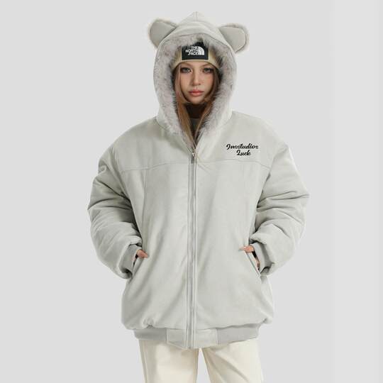 INSstudios chaqueta de ante con oso de montaña