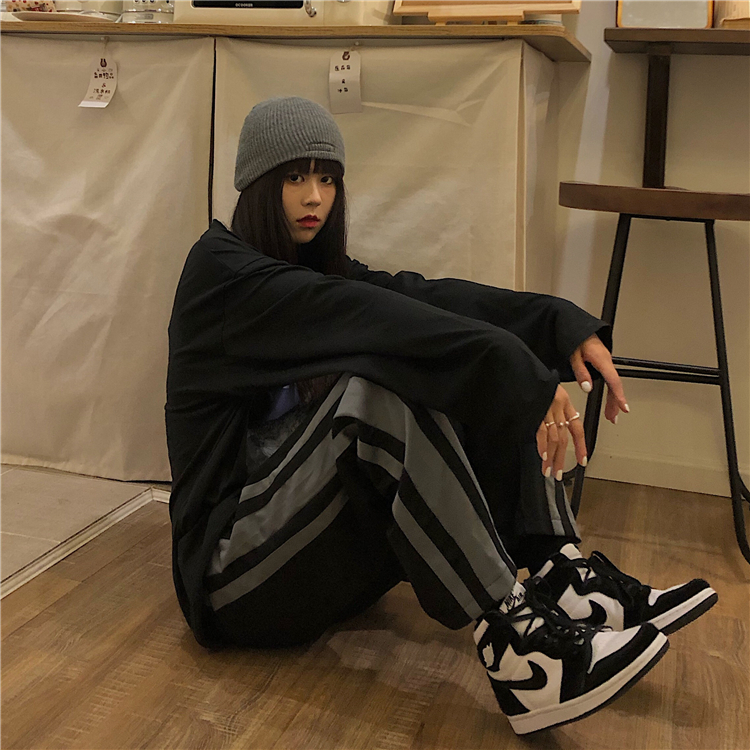 韩版复古粗条纹运动裤百搭直筒休闲裤长裤男女 潮流 INSstudios ins 韩版复古粗条纹运动裤百搭直筒休闲裤长裤男女 潮流 INSstudios ins