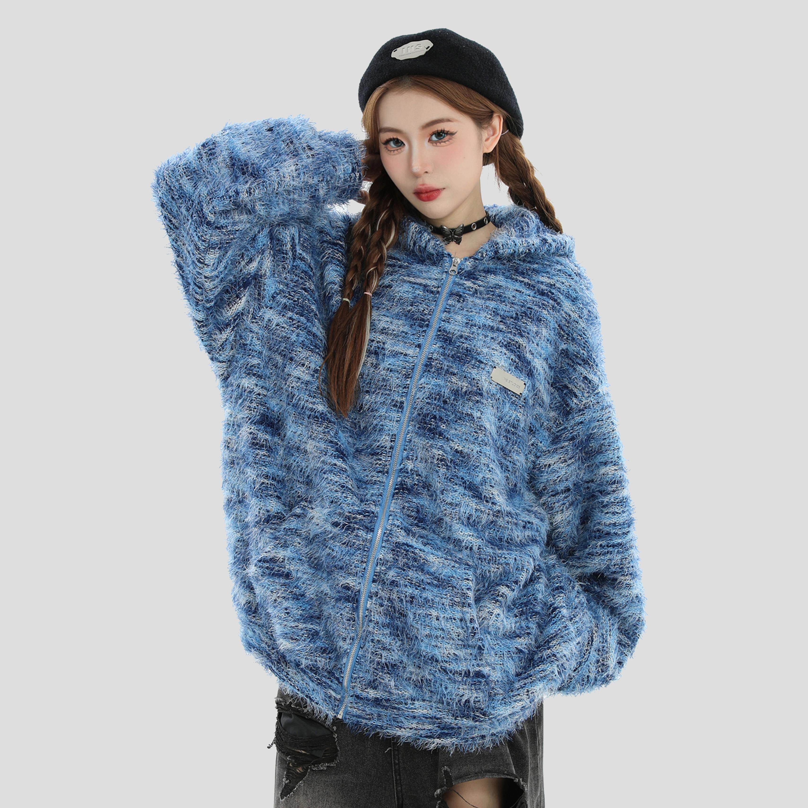 INSstudios 国潮牌情侣美拉德油画渐变条纹卫衣宽松加绒开衫外套