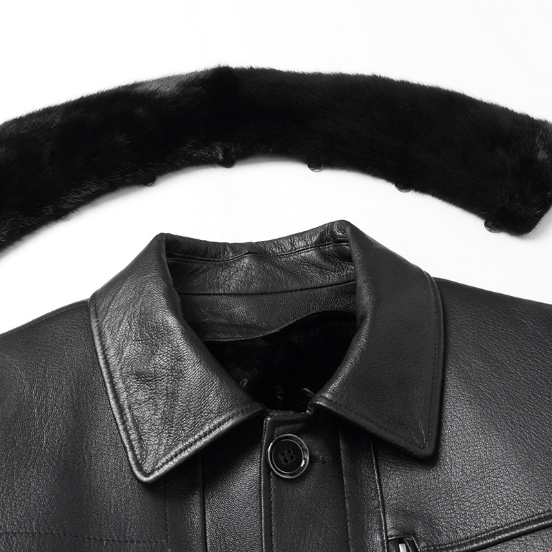 海宁真皮皮衣男山羊皮水貂内胆中长款皮毛一体中老年大衣外套加厚,淘宝优惠券,粉丝福利购,淘宝优惠卷