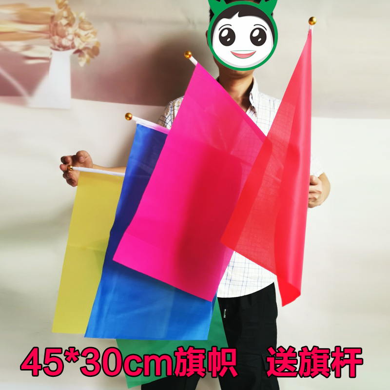 手摇小彩旗小红旗做操手挥表演彩旗定做订制8号7号6号30*45纯红旗帜LOGO 跳舞早操旗帜手持广告旗帜标记记号
