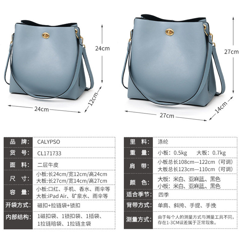2020新款潮女士大容量真皮水桶包 calypso女士包袋