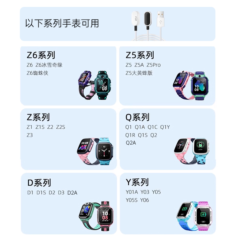 【官方授权】适用小天才Q2A儿童电话手表磁吸充电线D2A通用充电数据线配件W2223BC专用快充线W2223AC充电器3C - 图1