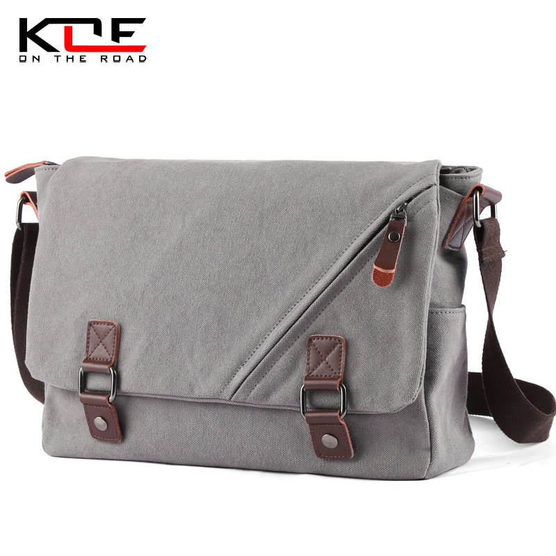 街头复古帆布男士潮流休闲斜挎包 kce男士包袋