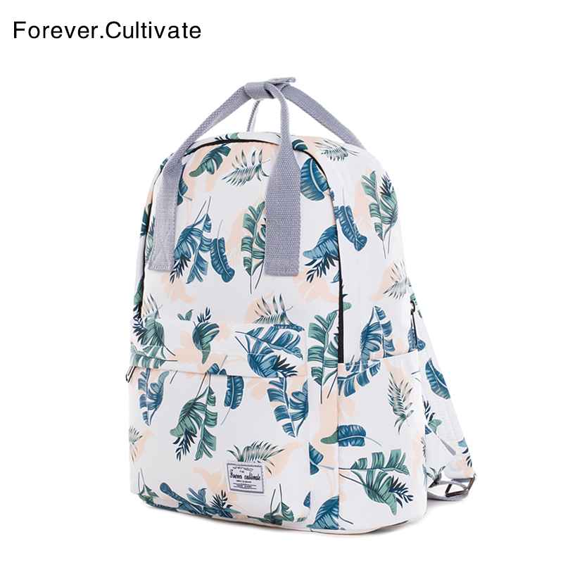 Forever cultivate手提书包女学生韩版校园初中生背包印花双肩包-图0