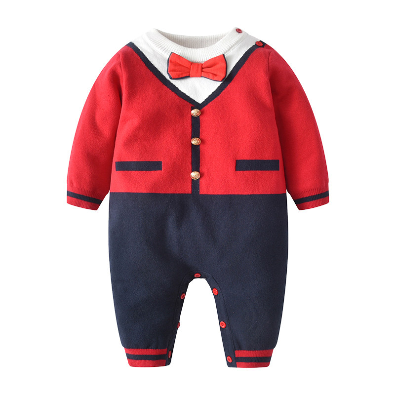 婴儿秋冬衣服新品男宝宝绅士爬服 kidsbett连身衣/爬服/哈衣