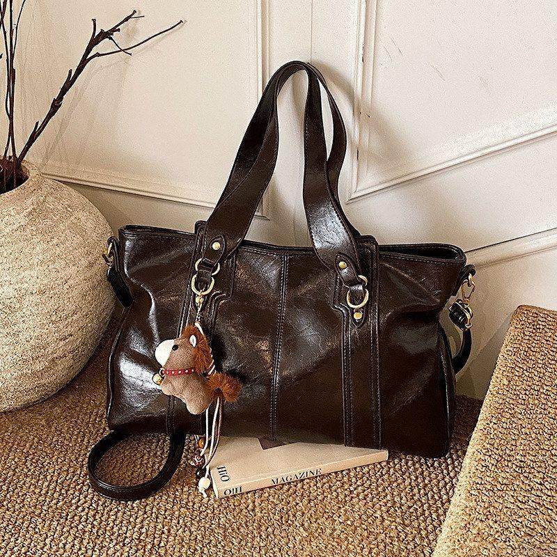 2026新款轻奢托特包包女款大容量通勤包慵懒松弛感单肩包油皮复古,淘宝优惠券,粉丝福利购,淘宝优惠卷