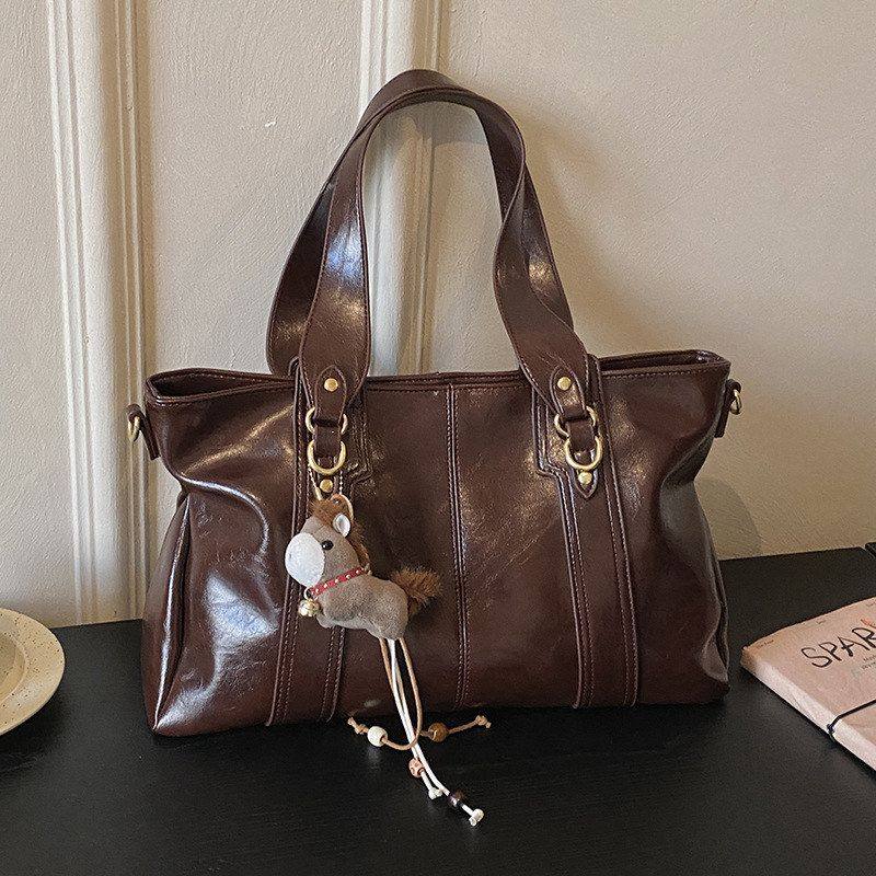 2026新款轻奢托特包包女款大容量通勤包慵懒松弛感单肩包油皮复古,淘宝优惠券,粉丝福利购,淘宝优惠卷