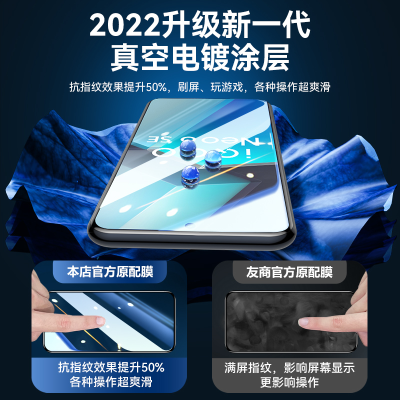适用vivoiqooNeo6se钢化膜Neo5s手机iqooNeo5活力版全屏覆盖neo5电竞se抗蓝光防摔高清透明防指纹玻璃贴膜用-图2
