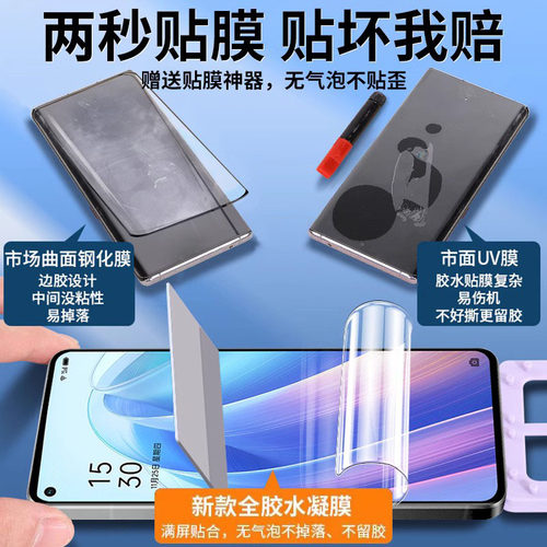 欧炫适用oppoReno14水凝膜Reno15reno12/13手机膜Reno10/6/7/8钢化5/4se3Pro+全屏5g覆盖全包十保护贴k防窥A2 - 图3