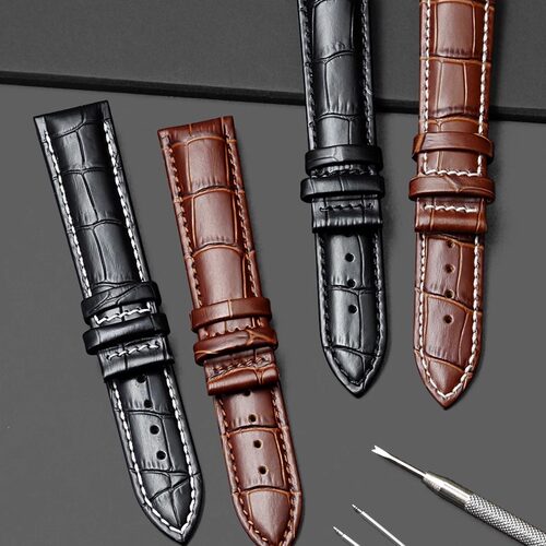 真皮表带无扣牛皮单表带手表皮带配件男女适配天梭浪琴卡西欧精工 - 图0