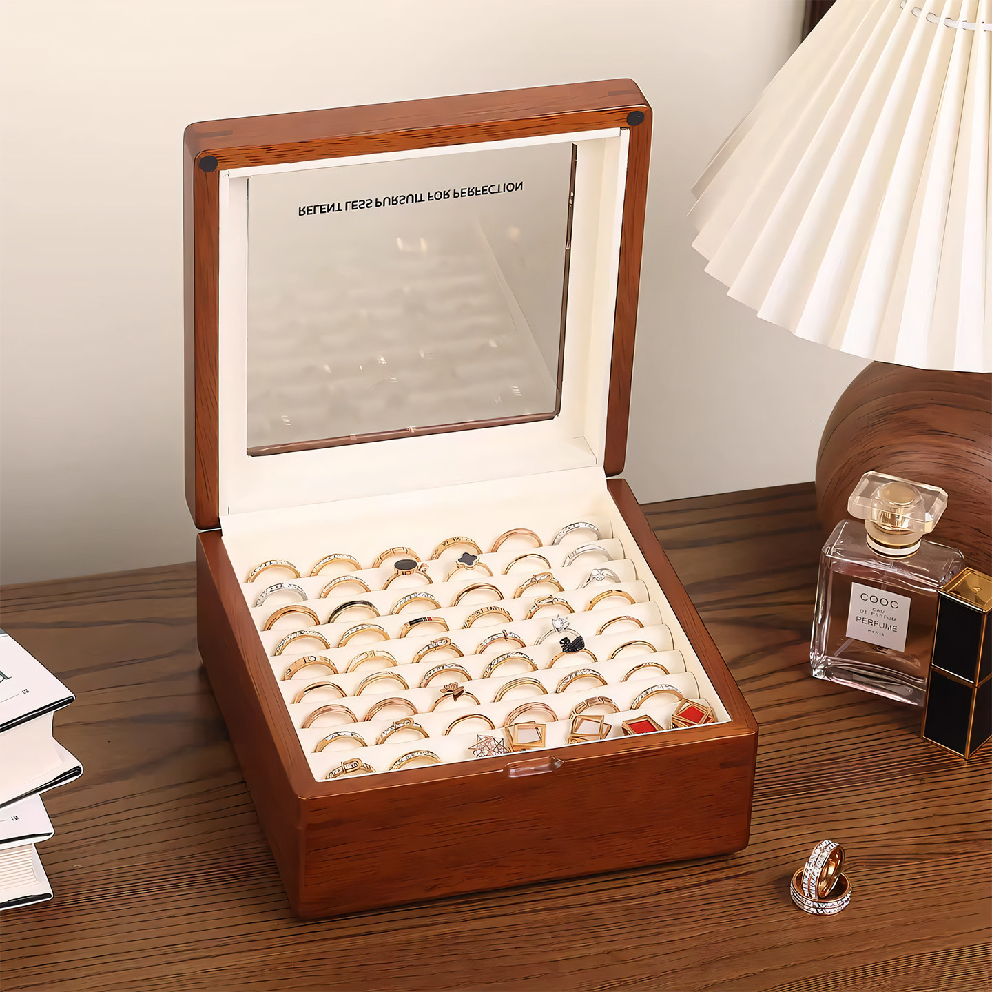 俪丽新中式实木戒指盒复古新款首饰盒收纳盒木质耳钉盒袖扣盒天窗,淘宝优惠券,粉丝福利购,淘宝优惠卷
