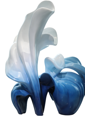 售楼部大堂抽象玻璃钢水花雕塑落地摆件酒店商场大型浪花艺术装置