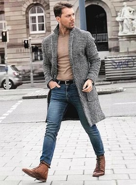men'sjacket男士格子风衣