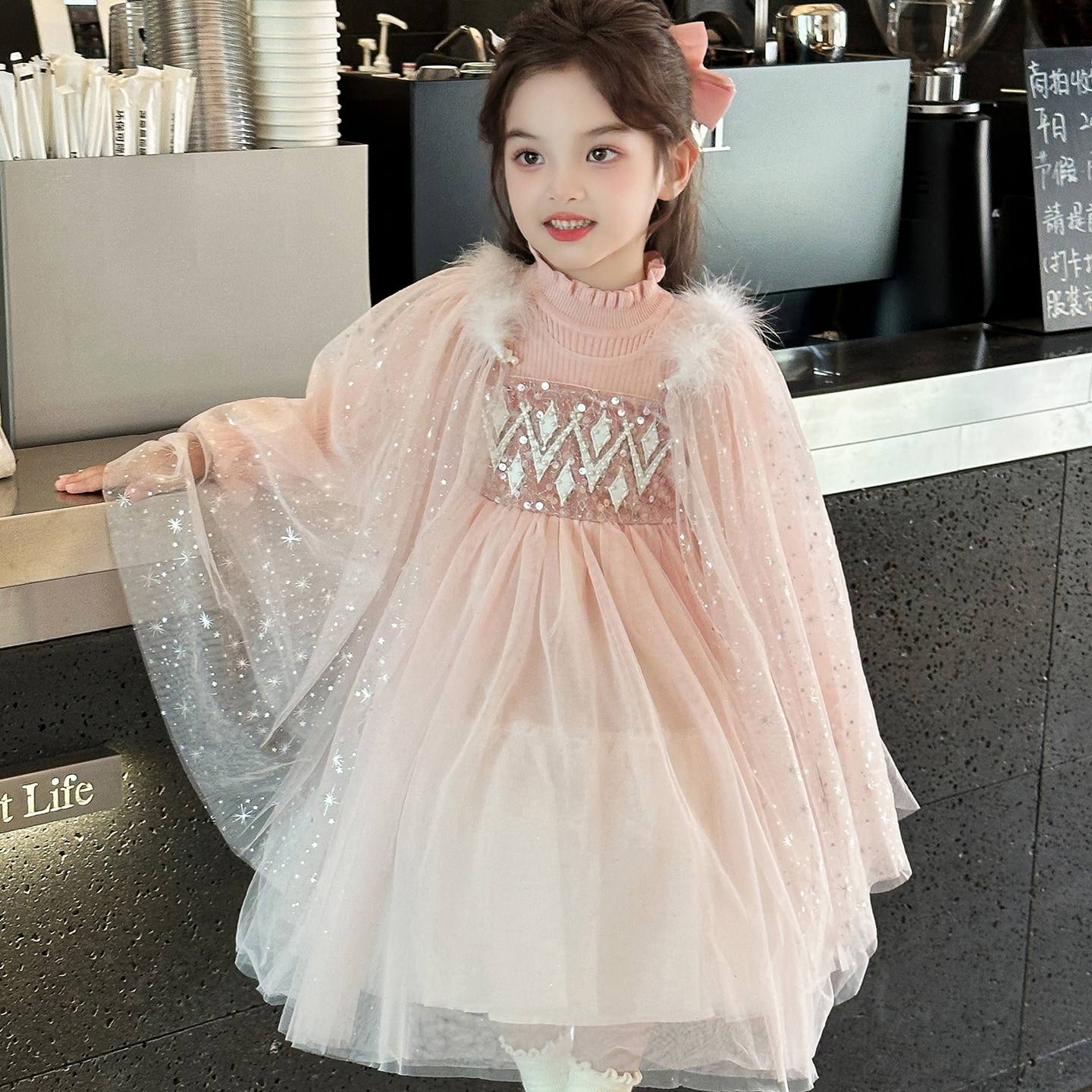 女童秋冬爱莎公主裙2025新款儿童冰雪奇缘礼服女孩洋气针织毛衣裙,淘宝优惠券,粉丝福利购,淘宝优惠卷