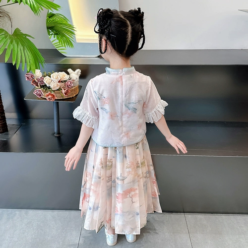 Летняя одежда, ципао, юбка на девочку, комплект, ханьфу, китайский стиль