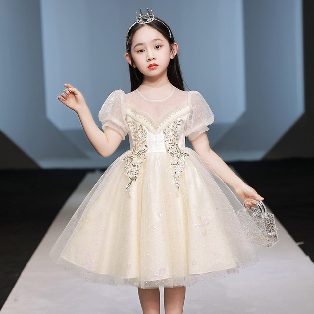 Girls' Dress Children's Birthday Princess Skirt Popular Skirt Summer Flower Children's Wedding Girl Host Piano Performance Service