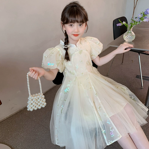 Летнее платье, юбка, летняя летняя одежда, наряд маленькой принцессы, ципао, китайский стиль