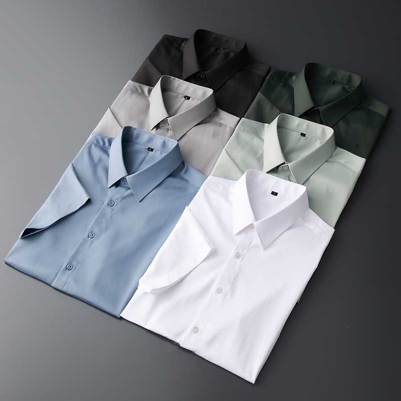 冰丝男短袖夏季商务休闲职业白衬衣 zooomooo佐牧衬衫