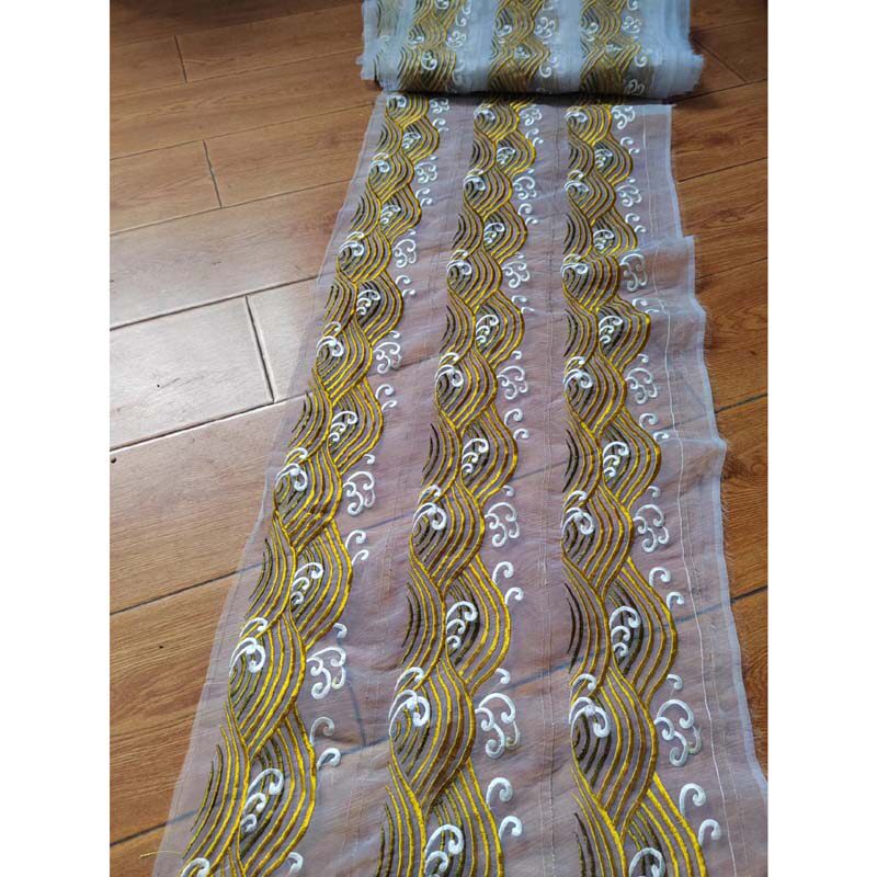 青花瓷透明欧纱长条花边刺绣网纱机绣绣片服装辅料 - 图2