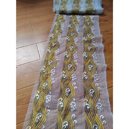 青花瓷透明欧纱长条花边刺绣网纱机绣绣片服装辅料 - 图2