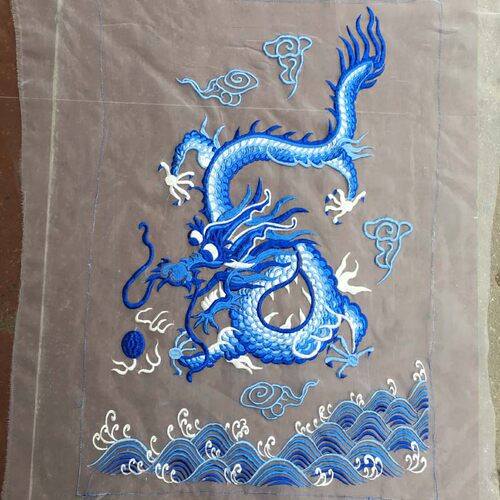 软纱网纱刺绣绣花机绣绣花刺绣龙服装服饰加工辅料 - 图1