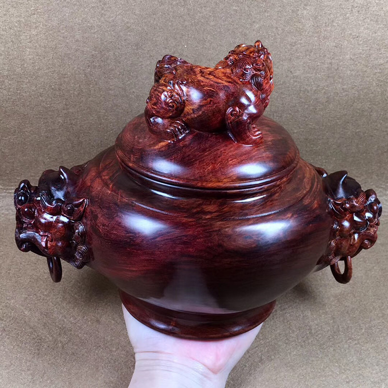 海南黄花梨聚宝盆老料花海黄紫油梨 大檀摆件