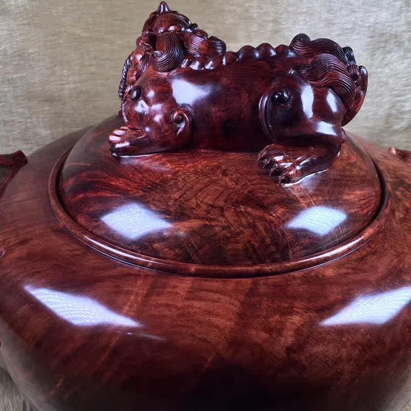 海南黄花梨聚宝盆老料花海黄紫油梨 大檀摆件