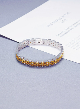 欧美跨境爆款简约表带钛钢手链气质潮流百搭不锈钢高级感手饰品