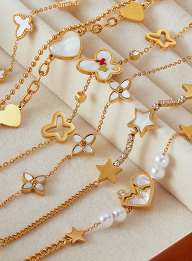 日韩时尚简约高级感钛钢手饰批发轻奢小众设计百搭不锈钢手链女