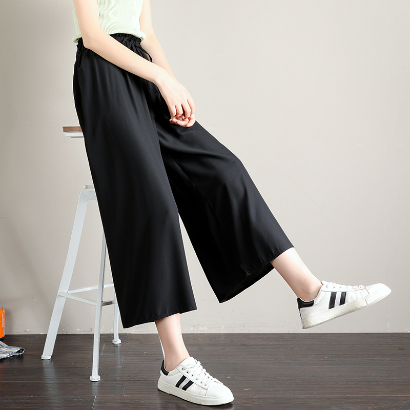 七分阔腿裤夏薄款垂感宽松休闲裤子 三亲休闲裤