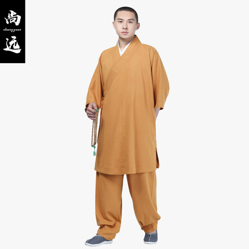 尚远新冰丝夏季七分袖僧服短褂罗汉褂套装僧衣僧装短袖名族汉服男-图3