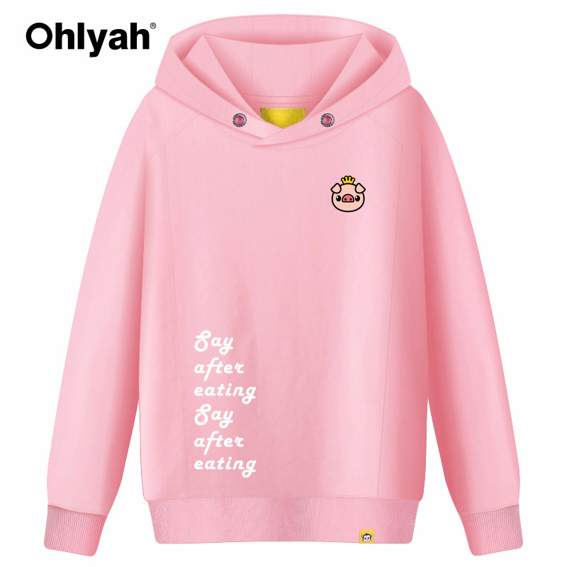 ohlyah连帽衫女情侣装红色纯棉卫衣 ohlyah卫衣/绒衫